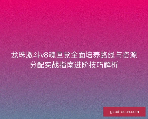 龙珠激斗v8魂匣党全面培养路线与资源分配实战指南进阶技巧解析